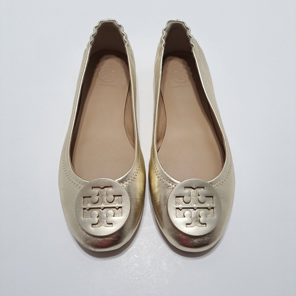 Tory Burch Metallic Gold Ballet Flats Size 7.5 M - Picture 2 of 16